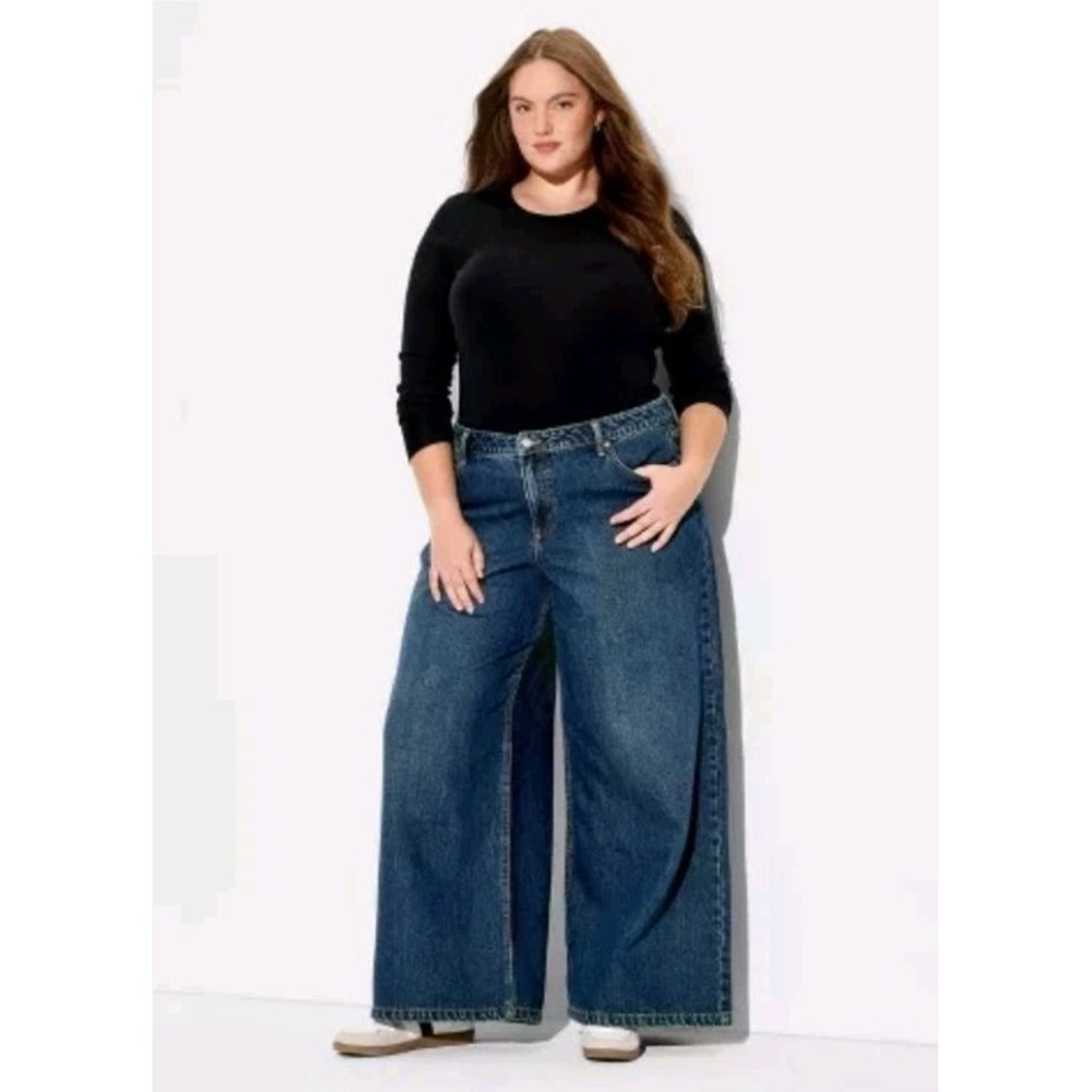 wild fable Dark Blue Wide-Leg High-Rise Jeans